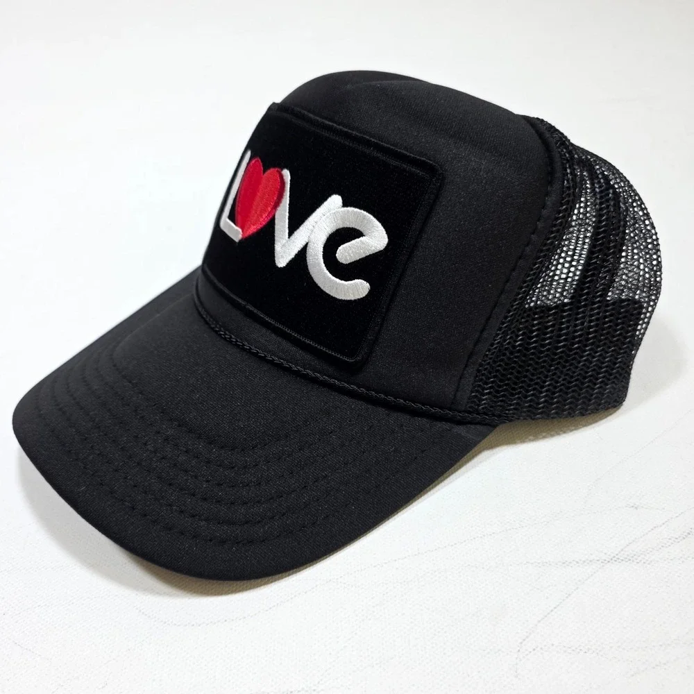 Port Sandz Trucker Hat Sufer Black Love Patch Snapback Mesh Cap Beach